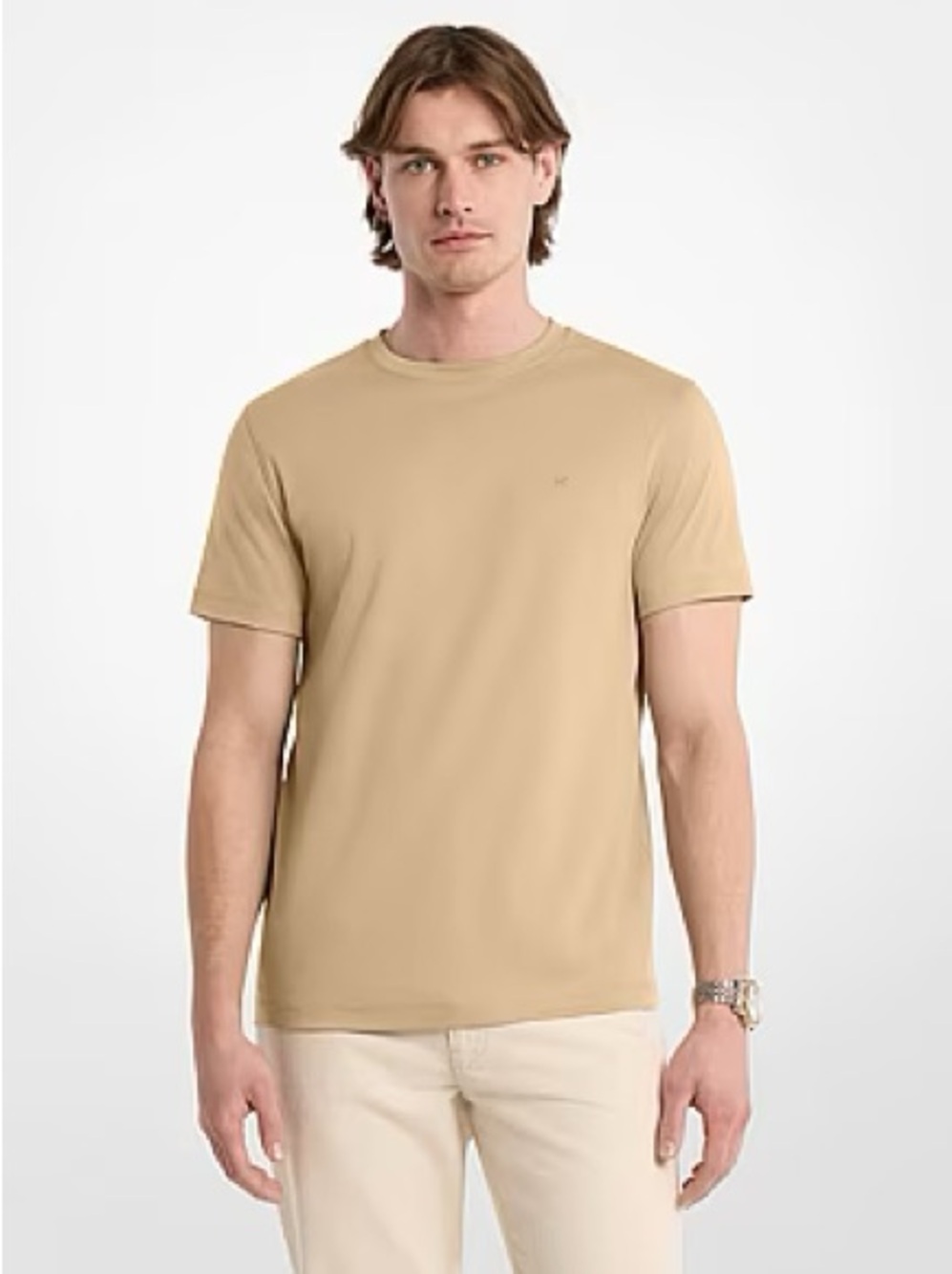 Michael Kors Men's Beige Crew Neck Short Sleeve T-Shirt
